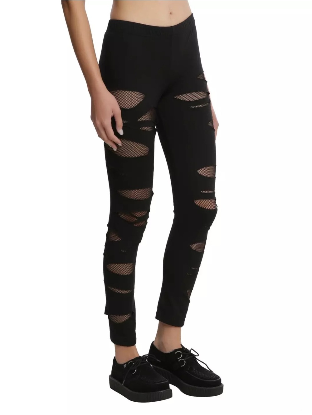 Hot Topic Fishnet Slashed Leggings XS